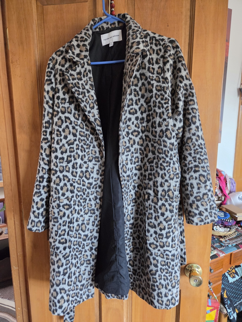 Cupcakes and Cashmere Leopard Print Women's Coat - Gray & Brown